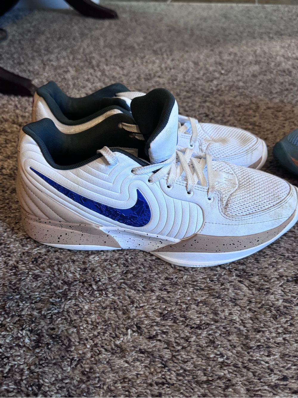 Nike Ja 2 White Basketball Sneakers with Blue Swoosh